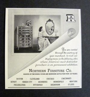 1941 Vintage Northern Furniture Co Bedroom 40s Print Ad