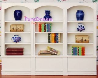 Dollhouse Library Wood Furniture Studyroom Bookcase Bookshelf Cabinet 