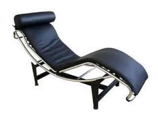 Le Corbusier Modern Chaise Lounge Chair   Black Leather
