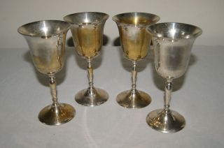   Brass Silverplate Silverplated Pedestal Gobets Wine Glasses 6 Tall
