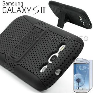   Stand Case Cover Clear Screen Protector For Samsung Galaxy S3 SIII 3