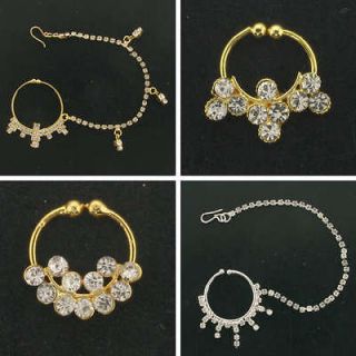  RE SELLERS LOT 4 PC CZ NEW NOSE RING (TWO TONE) (GNR028)