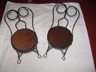 1930 Vintage Childrens Pair of Ice Cream Parlor Chairs