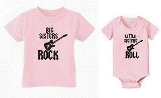 BIG SISTERS ROCK LITTLE SISTERS ROLL SET OF 2 PINK TSHIRT AND PINK 