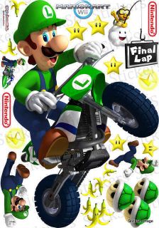   Kart Luigi Kart RePositionable wall Sticker Nintendo Wii MED to HUGE
