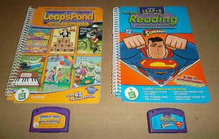   Lot Leapfrog Superman & Leaps Pond Game Cartridge + Activity Books