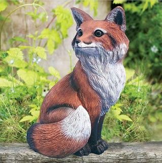 Red Fox Garden Statue Realistic Outdoor Lawn Yard Decor