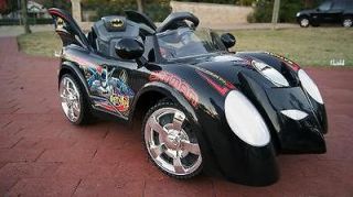 kids battery powered ride on toy batman black car batmobile remote 