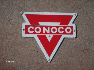 Conoco Sign Porceline Small Old Gas Station Pump Single Sided Sign 