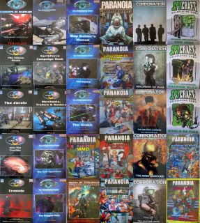   sci fi multi list Paranoia Traveller Corporation spycraft RPG books