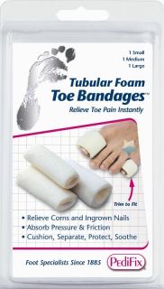 PediFix Tubular Foam Toe Bandages, 3 Pack