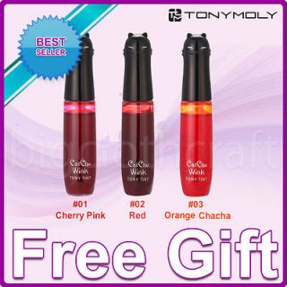2Pcs Set Tonymoly Tony Moly CatChu Wink Lip Tint 10ml #1 Pink #2 Red 