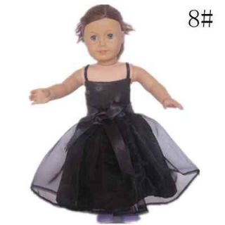 1PC Set Black/Purple Rose Dress outfit for American Girl 18 Doll 