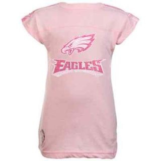 Philadelphia Eagles Youth Girls Fashion Jersey T Shirt   Pink