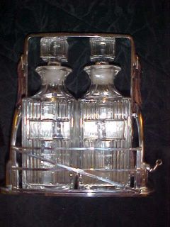 Old Western Flair Chrome Tantalus Cut Crystal Decanters