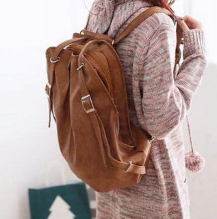 New Women Girl Fashion PU Leather Backpack Camel School Shoulder Bag Z