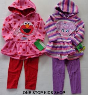 ELMO or ABBY CADABBY Girls 2T 3T 4T Hoodie Set OUTFIT Shirt Pants 