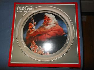 1994 Coca Cola Coke Christmas Santa Platter Glass Plate Holiday 