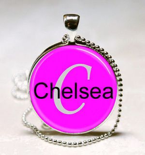 Handmade Chelsea Name Monogram Glass Tile Necklace Pendant