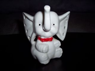 Vintage Porcelain Ring Stand & Earring Holder Good Luck White Elephant 