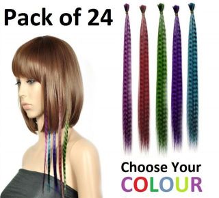 Pack of 24 Stick Tip Hair Extensions 38cm Straight Coloured Fashion 