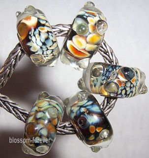   Emboss Murano Lampwork Glass Beads fit European Charm Bracelet b664