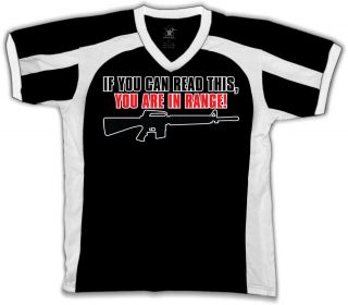   Read This You Are In Range Machine Gun Shoot Mens V Neck Sport Tee