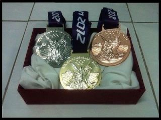 Set of 3 London Olympic 2012 Gold, Silver, Bronze Medal + Ribbon Act 