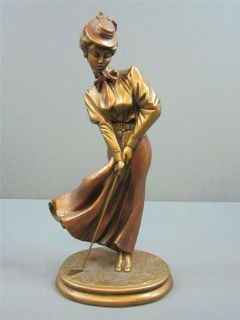 1992 Austin Products Ceramic Sculpture Lady Golfer Signed By Danel
