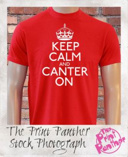 KEEP CALM AND CANTER ON HORSE RIDING KIDS GIRLS T SHIRT GIFT KC133
