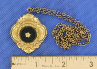 Antique Vintage Victorian Mourning Pin Brooch Gold Filled Black Onyx