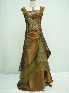18 20 Golden brown Masquerade Ball Dress Baroque