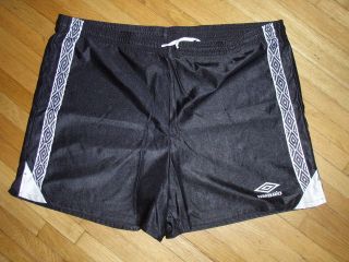 Vintage UMBRO Shorts  Mens XL  Shiny Black SOCCER  Vintage retro Black