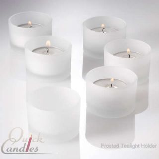 12 Frosted Glass Tealight Candle Holders Wedding Decor