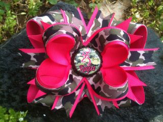 HOT PINK PERSONALIZED NAME CAMOUFLAGE BOTTLECAP HAIRBOW