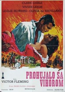 710 GONE WITH THE WIND Yugoslavian movie poster, Clark Gable, Vivien 