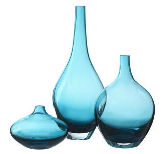 Ikea Glass Vase, Salong Turquoise Blue Vase, Unique Mouth Blown Modern 