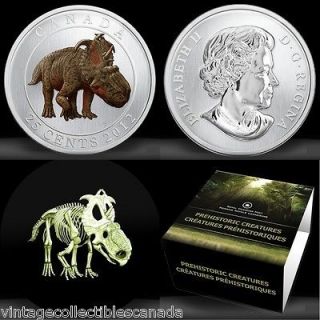 2012 DINOSAUR 25 Cent GLOW IN THE DARK COLOURED COIN, MINTAGE of 25000