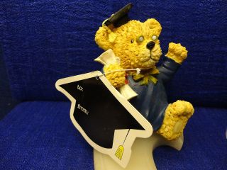 MINIATURE GRADUATION FIGURINE BEAR WITH CAP, GOWN, AND DIPLOMA   NEW 