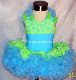 Blue and Lime Green National Pageant Dress Shell