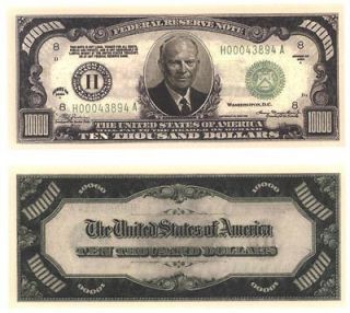Ten Thousand Dollar Bills   2 Pack   Fake Play Novelty Money