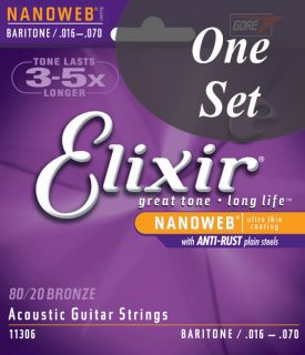   Nanoweb Baritone Acoustic Guitar Strings 6 String 11306, 016   .070