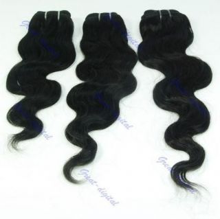 1B Black Brazilian Hair Extension Body Wave Human Remy Hair 100g 12 