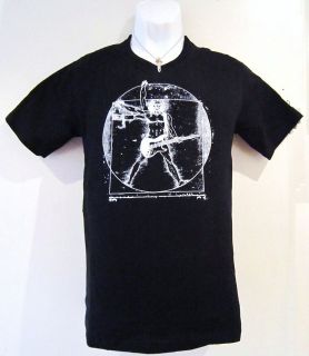 Banksy Da vinci Vitruvian Man Guitar brown T shirt (hat & iphone case 