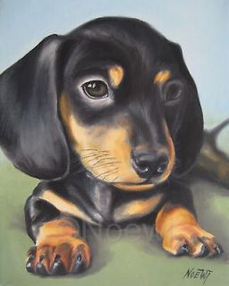 DACHSHUND PUPPY Original oil painting by NOEWI dog animal portrait