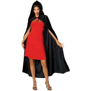 Black Velvet Hooded Cloak Adult Cape Halloween Costume