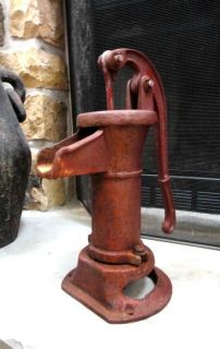   early CAST IRON PITCHER WATER HAND PUMP well,garden,fountain RED PAINT