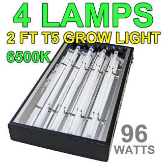 VG 24 2 ft T5 Grow Light Hydroponics 4 Lamps 6500K Veg Bulbs Sun 96W 