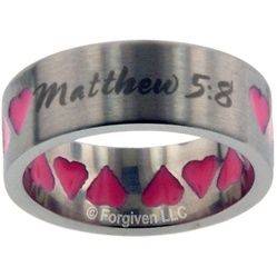 Pink Hearts Matthew 58 Christian Purity Ring for Girls