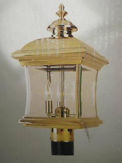 Hampton Bay BRASS . Outdoor Post Lamp Lantern . 3 Light Bulb 